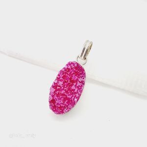 Pink Druzy Ethnic Handmade Pendant Jewelry 1.8"